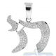 14K White Gold 0.50 ct Diamond Chai Jewish Pendant