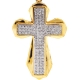 10K Yellow Gold 0.39 ct Diamond Mens Puff Cross Pendant