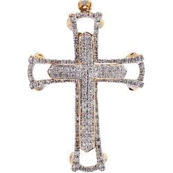 10K Yellow Gold 0.59 ct Diamond Frame Mens Cross Pendant