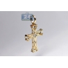 Mens Diamond Halo Frame Cross Pendant 10K Yellow Gold 0.59ct