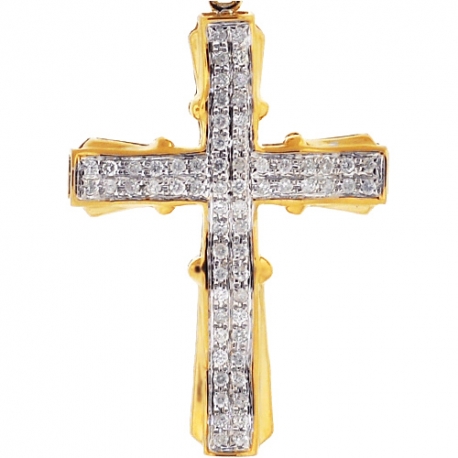Mens Diamond Pave Cross Religious Pendant 10K Yellow Gold 0.51ct