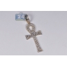 Mens Diamond Key Life Ankh Cross Pendant 10K Yellow Gold 1.12ct