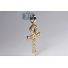 Mens Diamond Key Life Ankh Cross Pendant 10K Yellow Gold 1.12ct