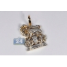 Mens Diamond Lion King Crown Pendant 10K Yellow Gold 0.63 ct