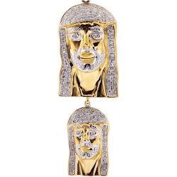 10K Yellow Gold 0.60 ct Diamond Jesus Christ Double Pendant