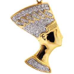10K Yellow Gold 0.25 ct Diamond Nefertiti Queen Pendant
