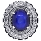 18K White Gold 9.58 ct Cabochon Sapphire Diamond Flower Ring