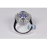 18K White Gold 9.58 ct Cabochon Blue Sapphire Diamond Ring