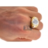 14K Two Tone Gold 0.50 ct Diamond Mens Step Signet Ring