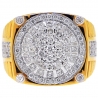 14K Yellow Gold 2.08 ct Diamond Cluster Mens Step Ring