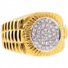 14K Yellow Gold 0.60 ct Diamond Mens Step Fluted Ring