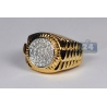 14K Yellow Gold 0.60 ct Diamond Mens Step Fluted Ring