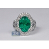 18K White Gold 6.98 ct Oval Emerald Diamond Womens Ring
