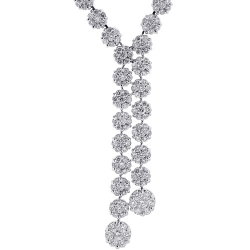 Womens Diamond Lariat Drop Necklace 18K White Gold 4.65ct 17.5"