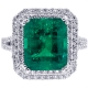 18K White Gold 7.14 ct Octagon Emerald Diamond Womens Ring