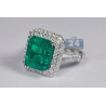 18K White Gold 7.14 ct Octagon Emerald Diamond Womens Ring