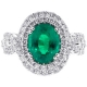 18K White Gold 4.45 ct Emerald Diamond Womens Halo Ring