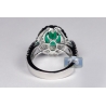 18K White Gold 4.45 ct Emerald Diamond Womens Halo Ring
