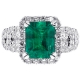 18K White Gold 4.44 ct Emerald Diamond Womens Ring