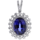 18K White Gold 29.26 ct Blue Sapphire Diamond Pendant Necklace