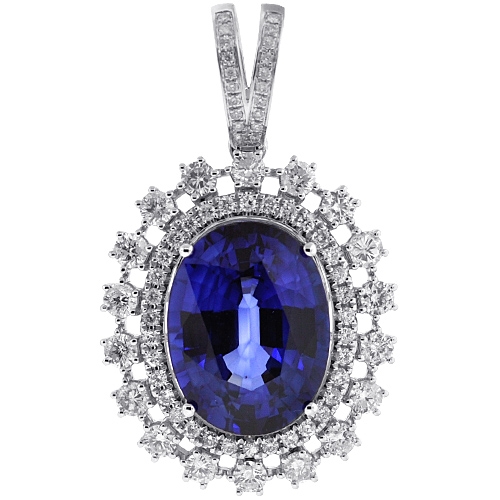 1 3/4ct tw Diamond & Blue Sapphire Bar Necklace in 14K White Gold NDFW22285  - Ramsey's Diamond Jewelers