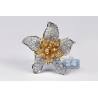 14K Two Tone Gold 1.95 ct Diamond Womens Lily Flower Ring