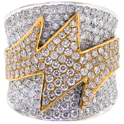 14K Two Tone Gold 3.24 ct Diamond Womens Zig Zag Ring