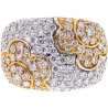 14K Two Tone Gold 3.10 ct Diamond Womens Flower Band Ring