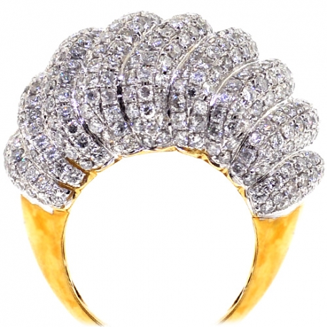 14K Yellow Gold 6.13 ct Diamond Womens Wave Dome Ring