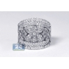 14K White Gold 2.15 ct Diamond Flower Womens Band Ring