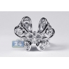 14K White Gold 0.90 ct Diamond Womens Butterfly Ring