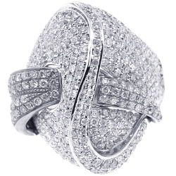 14K White Gold 3.18 ct Diamond Womens Twisted Ring