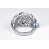 14K White Gold 3.04 ct Diamond Womens Lined Dome Ring