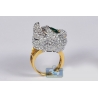 18K Yellow Gold 7.14 ct Diamond Emerald Womens Cat Ring