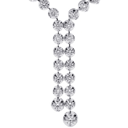 14K White Gold 3.65 ct Diamond Womens Lariat Necklace 17 Inches