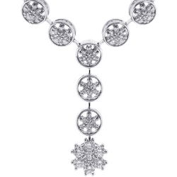 Womens Diamond Y Shape Drop Necklace 18K White Gold 1.97ct 16"