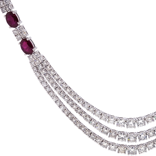 3.50 Ct. Tennis Choker Ruby Necklace In 14K White Gold | Fascinating  Diamonds