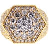 14K Yellow Gold 5.58 ct Diamond Mens Hexagon Ring