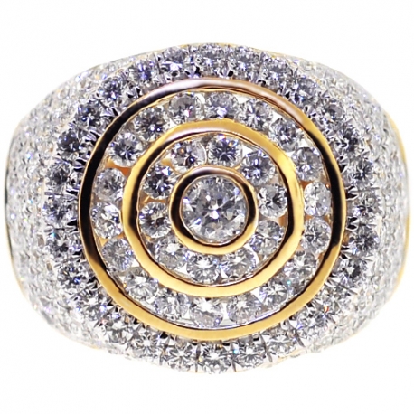 14K Yellow Gold 3.83 ct Diamond Mens Round Pinky Ring