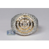 14K Yellow Gold 3.83 ct Diamond Mens Round Pinky Ring