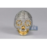14K Yellow Gold 3.25 ct Diamond Pave Mens Skull Ring