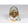 14K Yellow Gold 3.25 ct Diamond Pave Mens Skull Ring