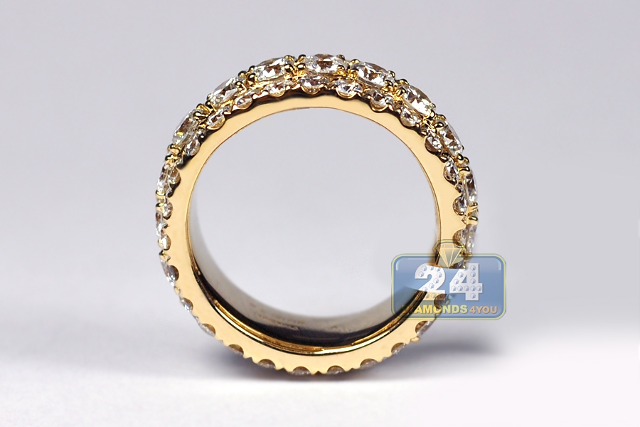 14K Yellow Gold 7.52 ct Diamond Mens Eternity Ring 10 mm