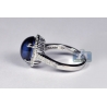 18K White Gold 8.39 ct Cabochon Blue Sapphire Diamond Ring