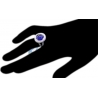 18K White Gold 9.95 ct Blue Sapphire Diamond Womens Halo Ring