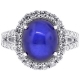 18K White Gold 9.08 ct Cabochon Sapphire Diamond Halo Ring