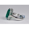 18K White Gold 8.71 ct Pear Emerald Diamond Womens Halo Cocktail Ring