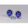 18K White Gold 10.23 ct Blue Sapphire Diamond Womens Earrings