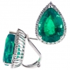 Womens Emerald Diamond Huggie Earrings 18K White Gold 15.36 ct