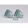 Womens Emerald Diamond Huggie Earrings 18K White Gold 15.36 ct